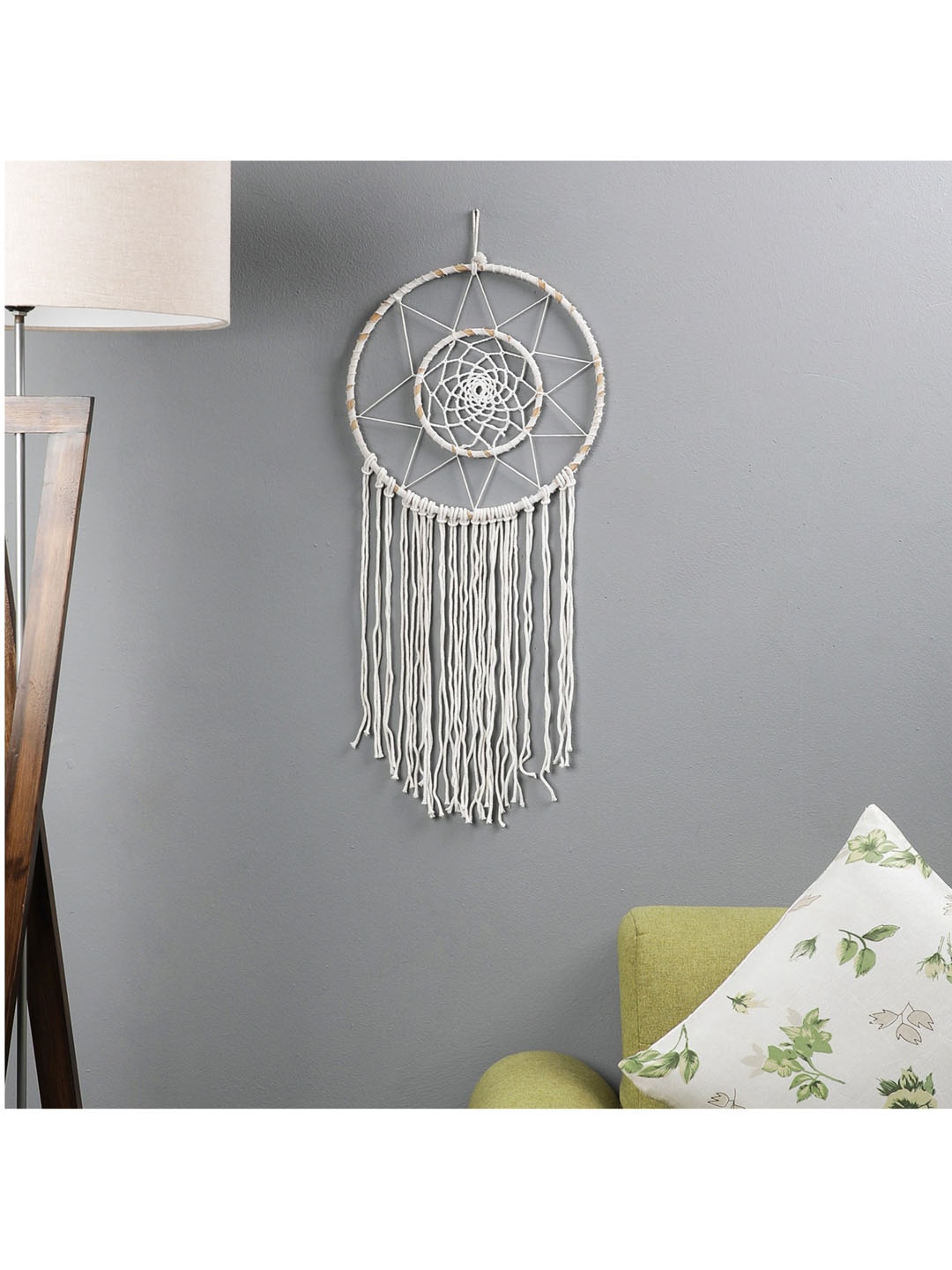 The Decor Mart Off White Handcrafted Natural Macrame Dream Catcher