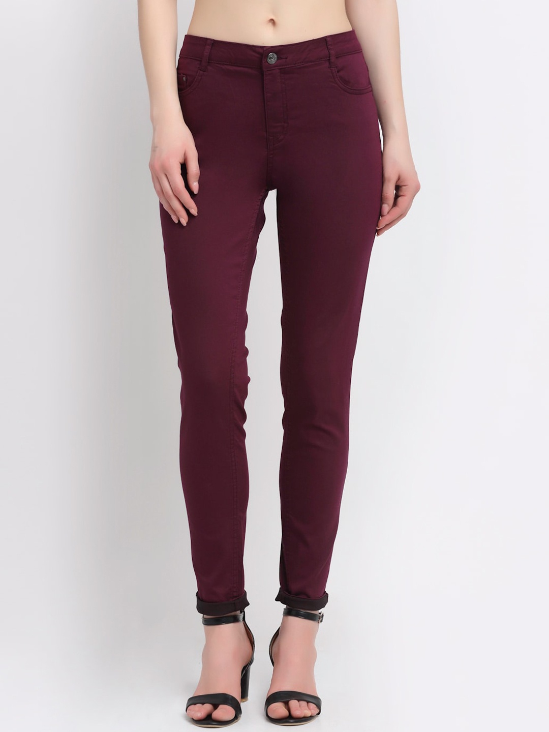 

GRIFFEL Women Maroon Skinny Fit Jeans