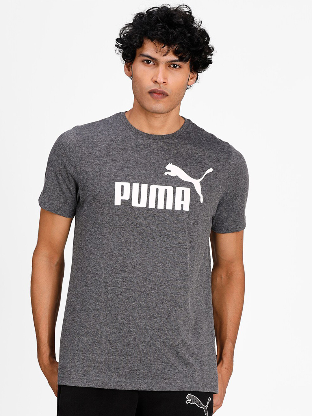 

Puma Men Grey Printed Cotton Essentials Heather Sustainable T-shirt