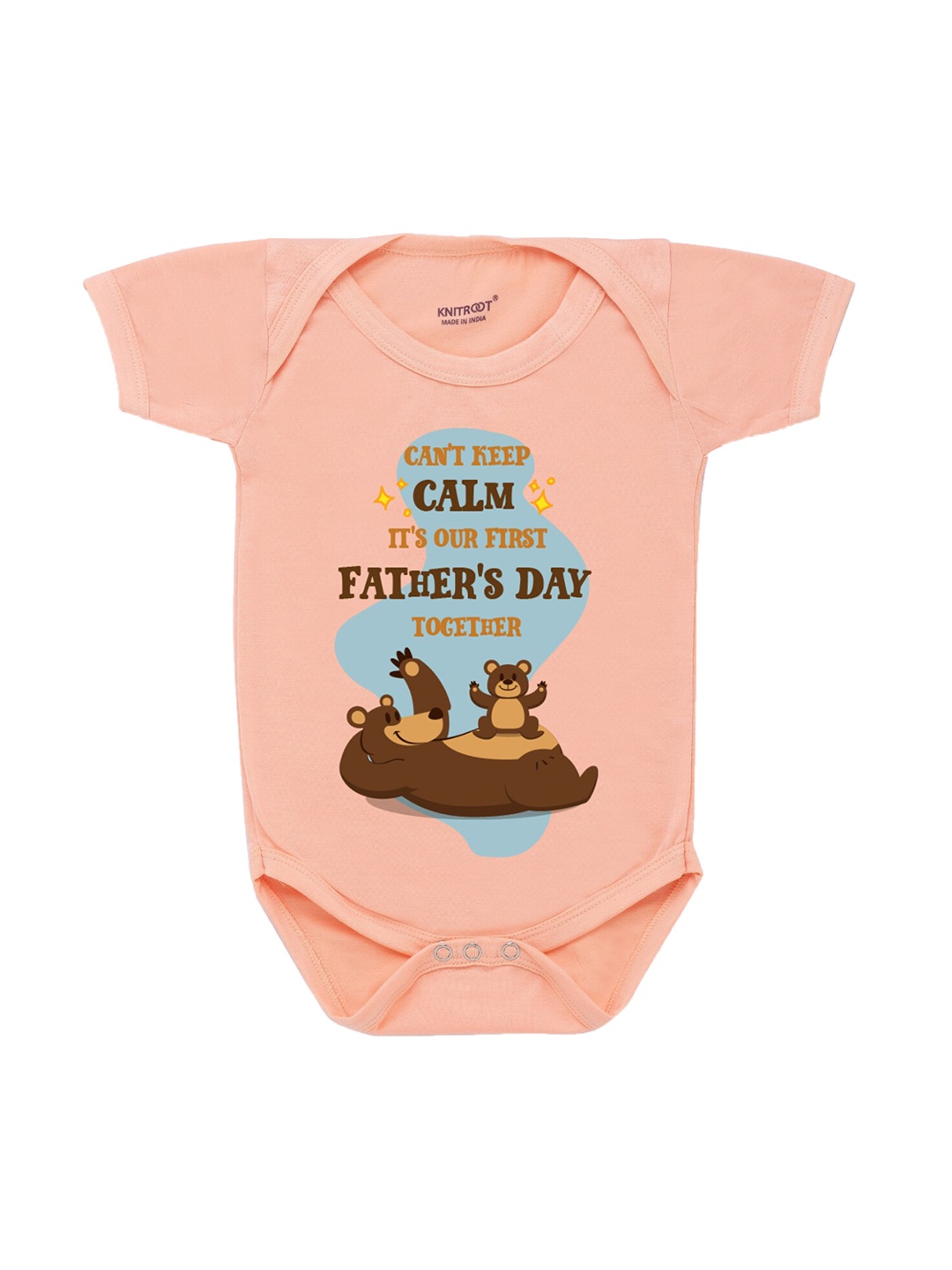 

KNITROOT Infant Kids Cotton Peach Color - Front Printed Bodysuit