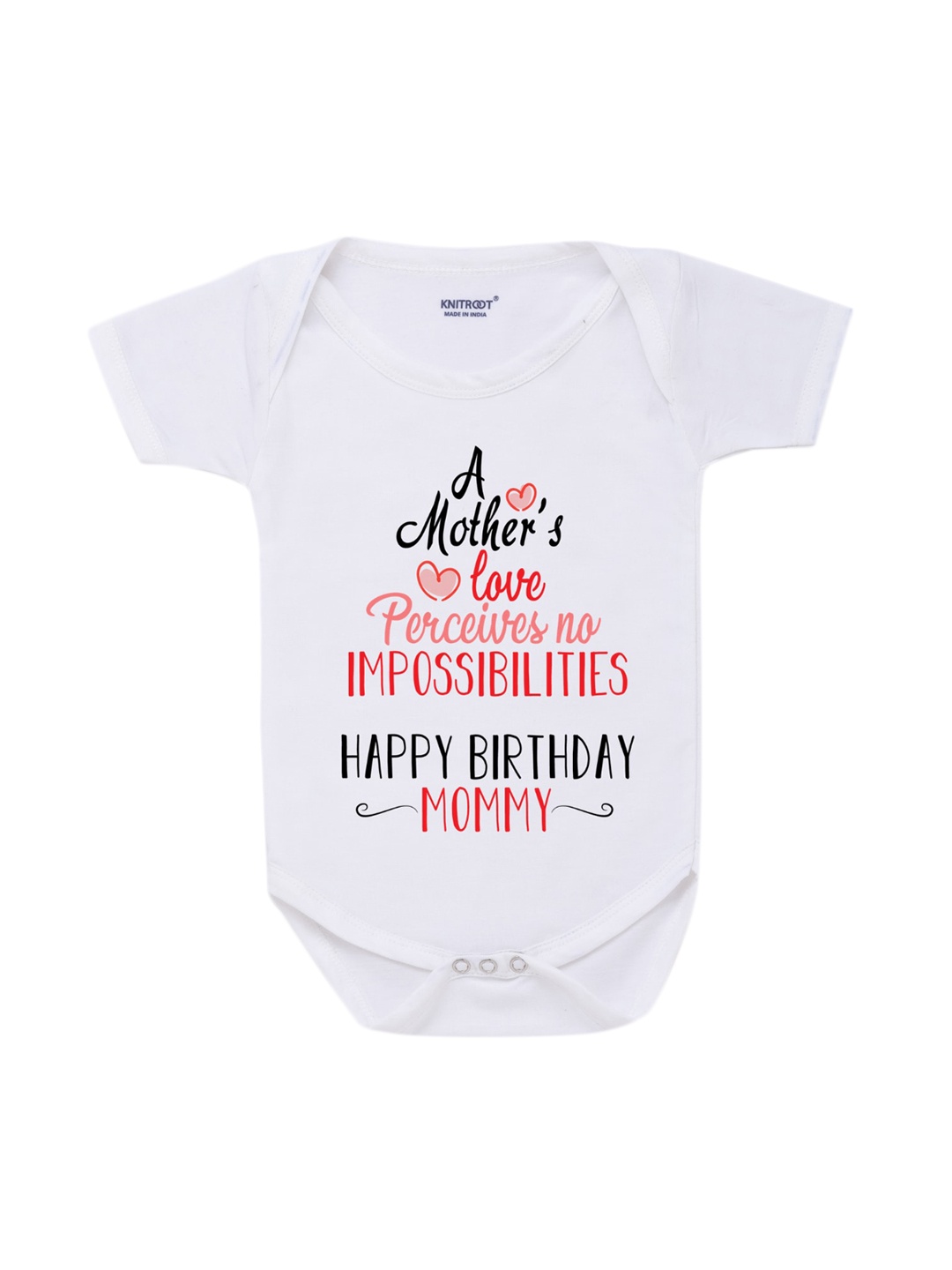 

KNITROOT Infant Baby Cotton White Color Front Printed Bodysuit