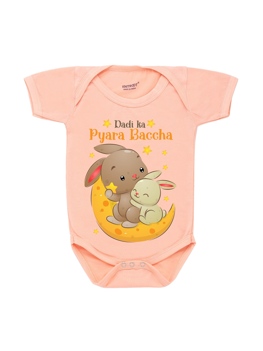 

KNITROOT Infant Kids Peach-Coloured & Yellow Printed Bodysuit