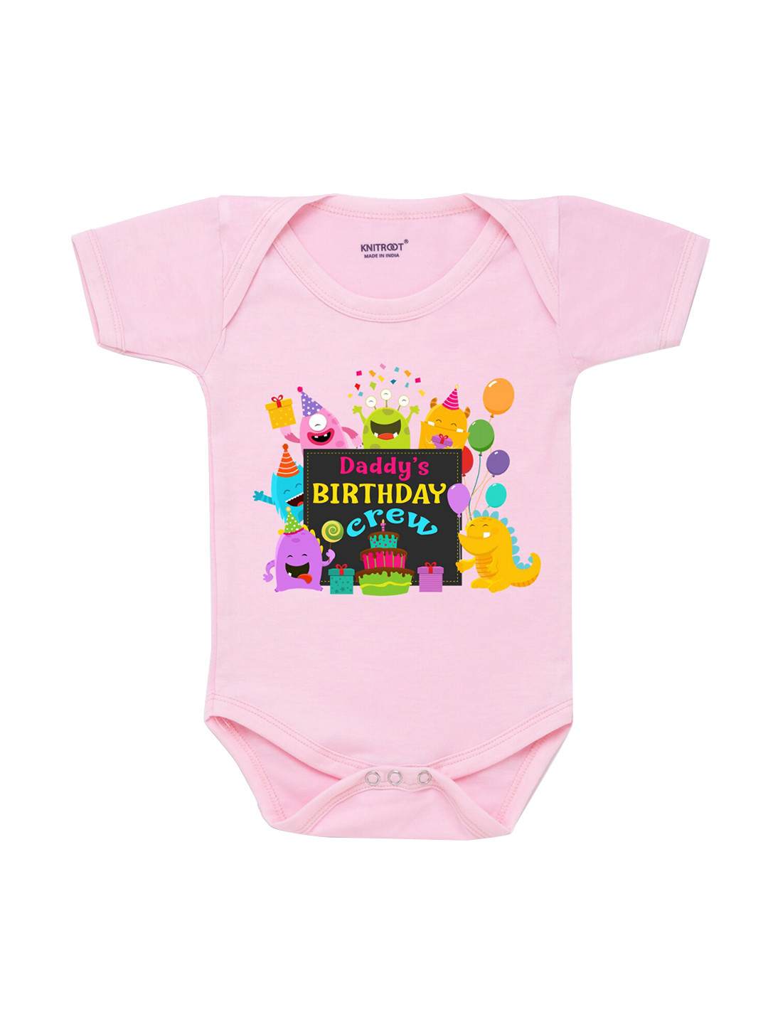 

KNITROOT Infant Kids Pink & Orange Printed Bodysuit