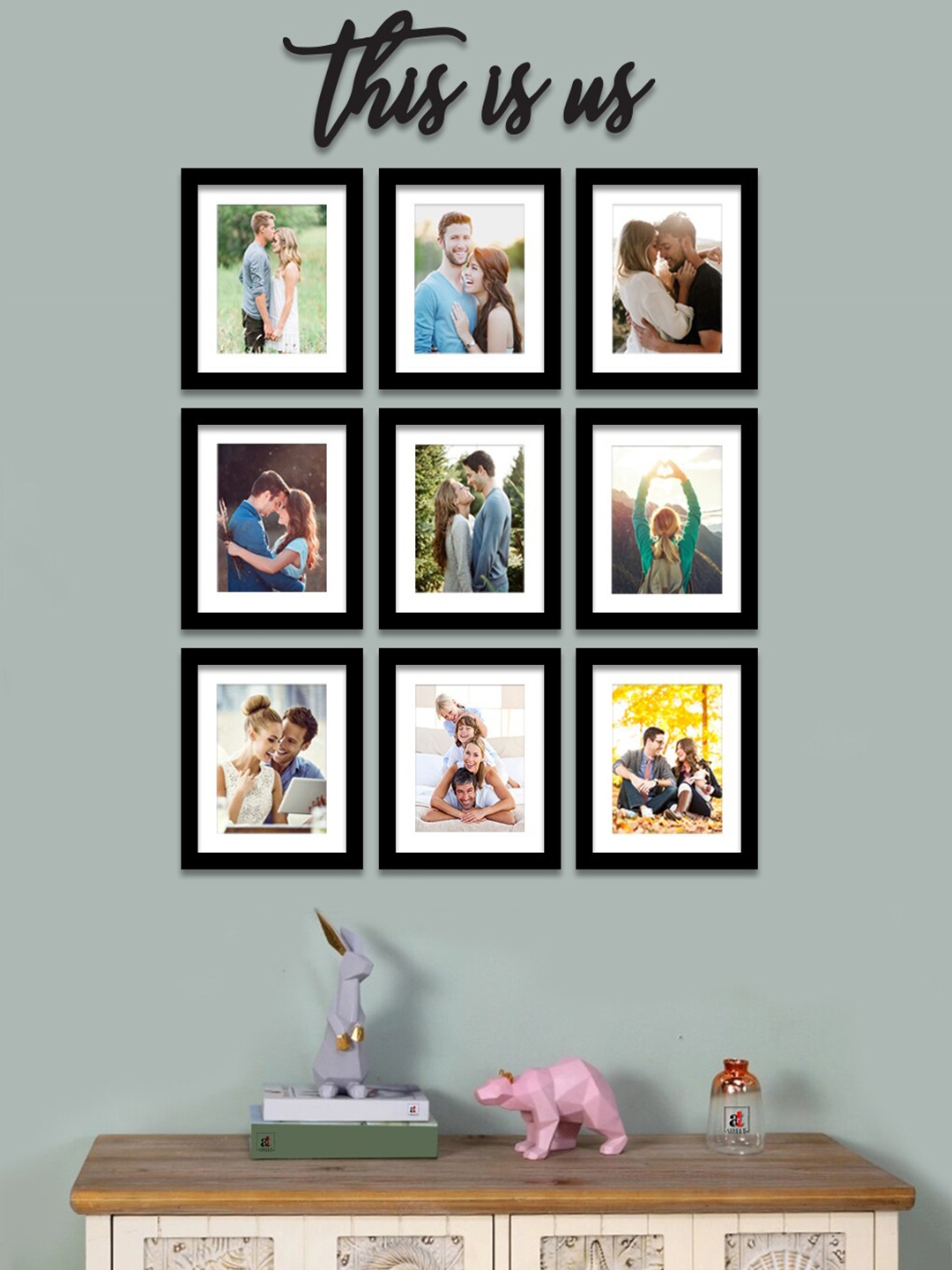 

Art Street Set Of 9 Black Solid Individual Photo Frames