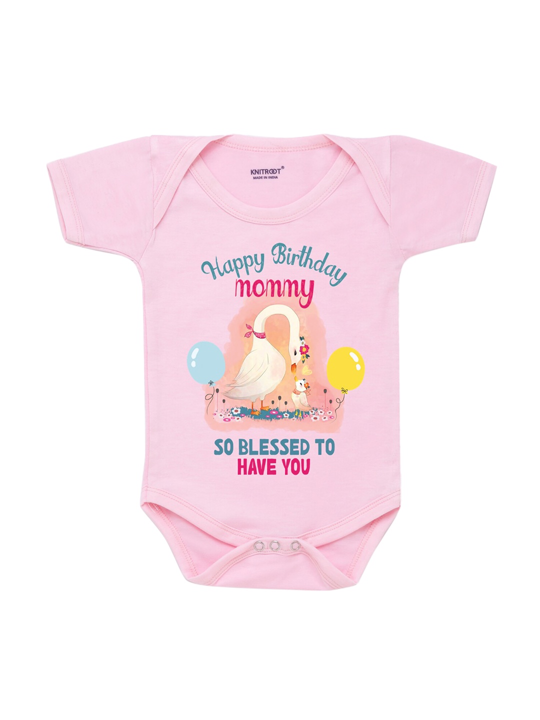 

KNITROOT Infant Kids Pink & Yellow Printed Bodysuit
