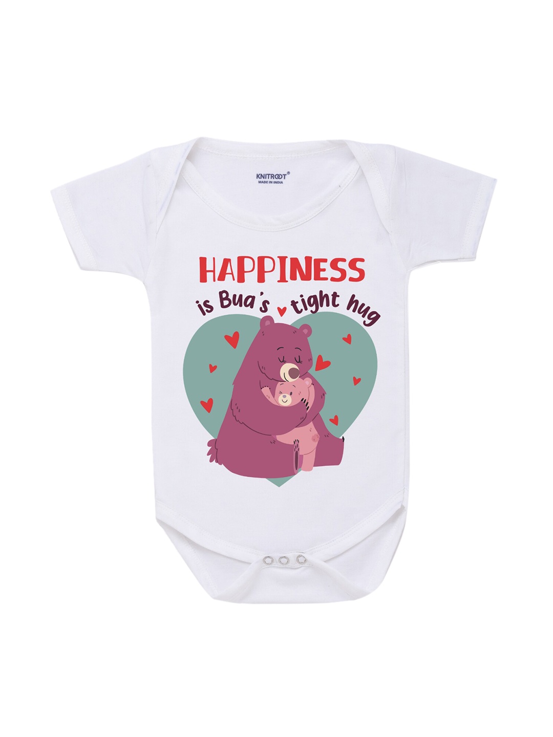 

KNITROOT Infant Kids White & Red Bua Tight Hug Baby Bodysuit
