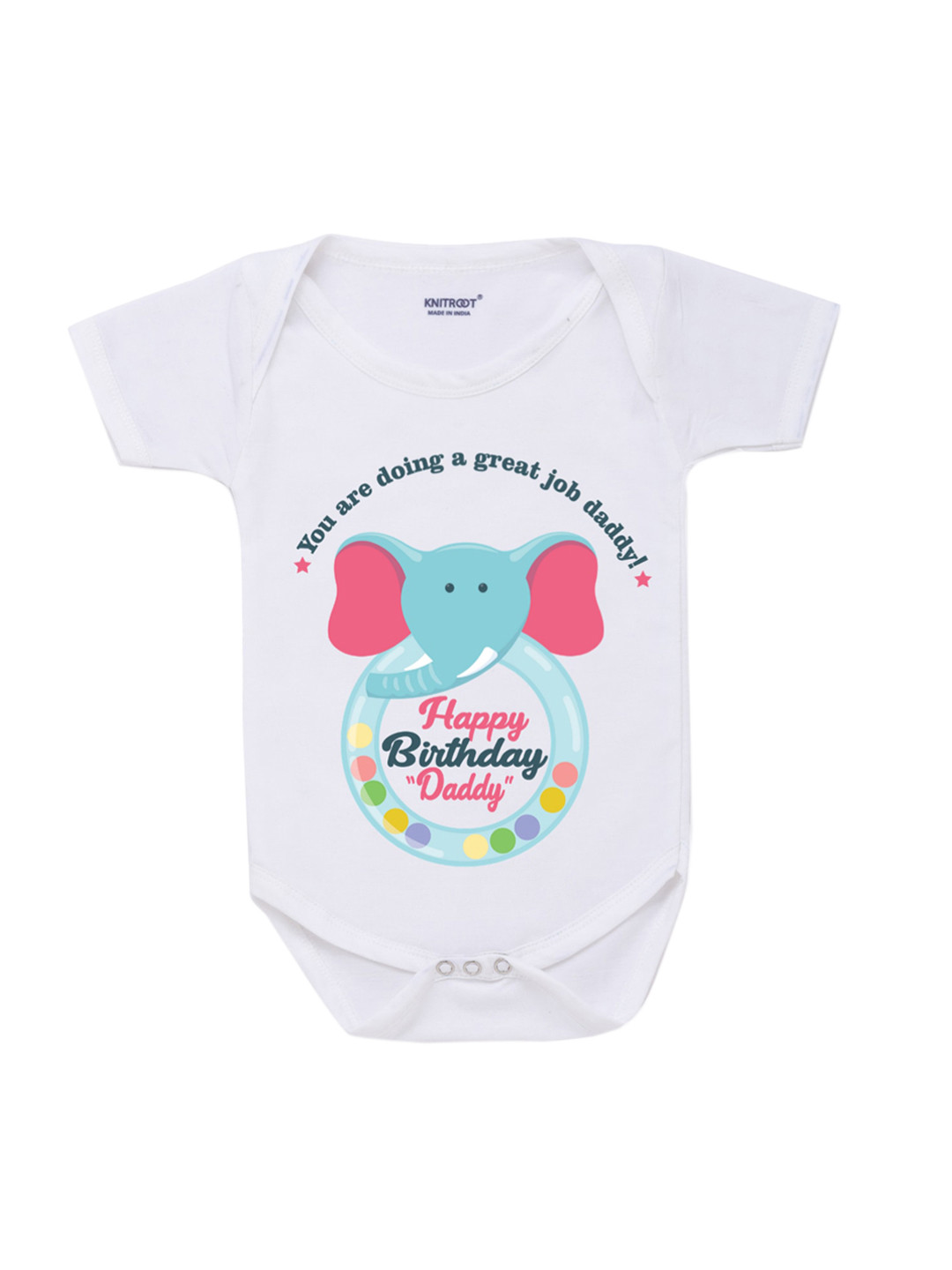 

KNITROOT Kids White & Blue Printed Bodysuit