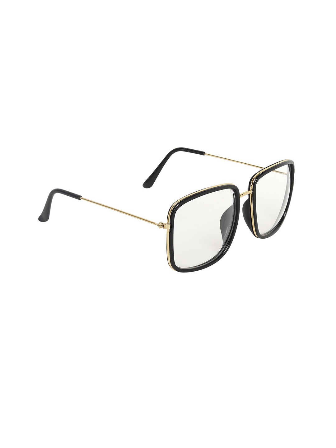 

CRIBA Unisex Clear Lens & Gold-Toned Square Sunglasses with UV Protected Lens, Black