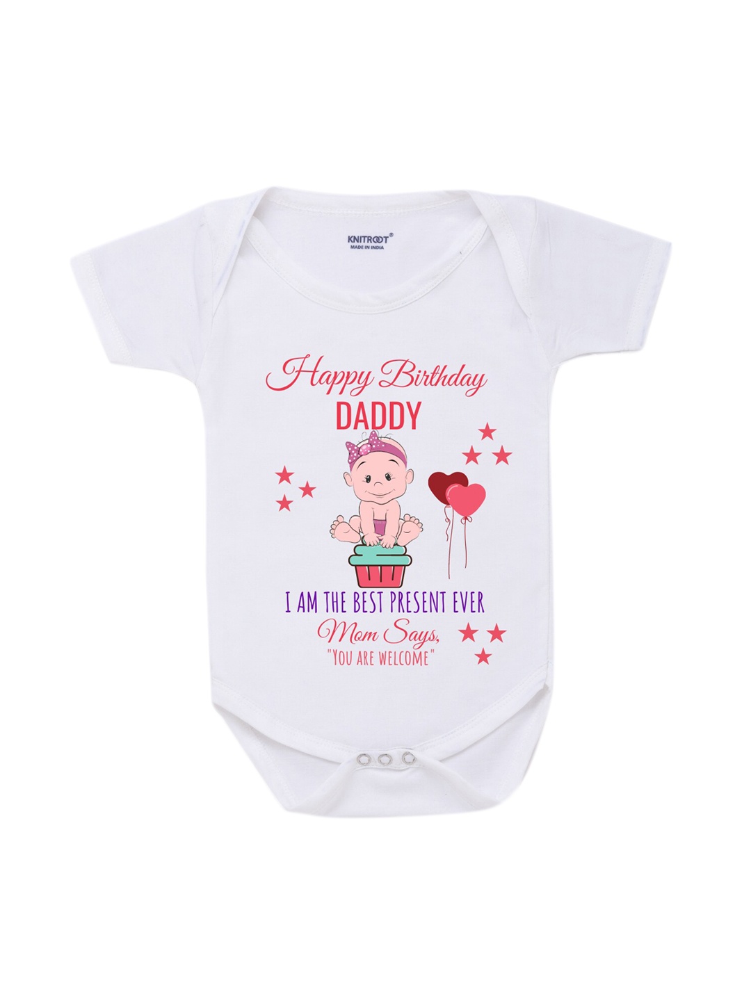 

KNITROOT Infant Kids White & Red Printed Bodysuit