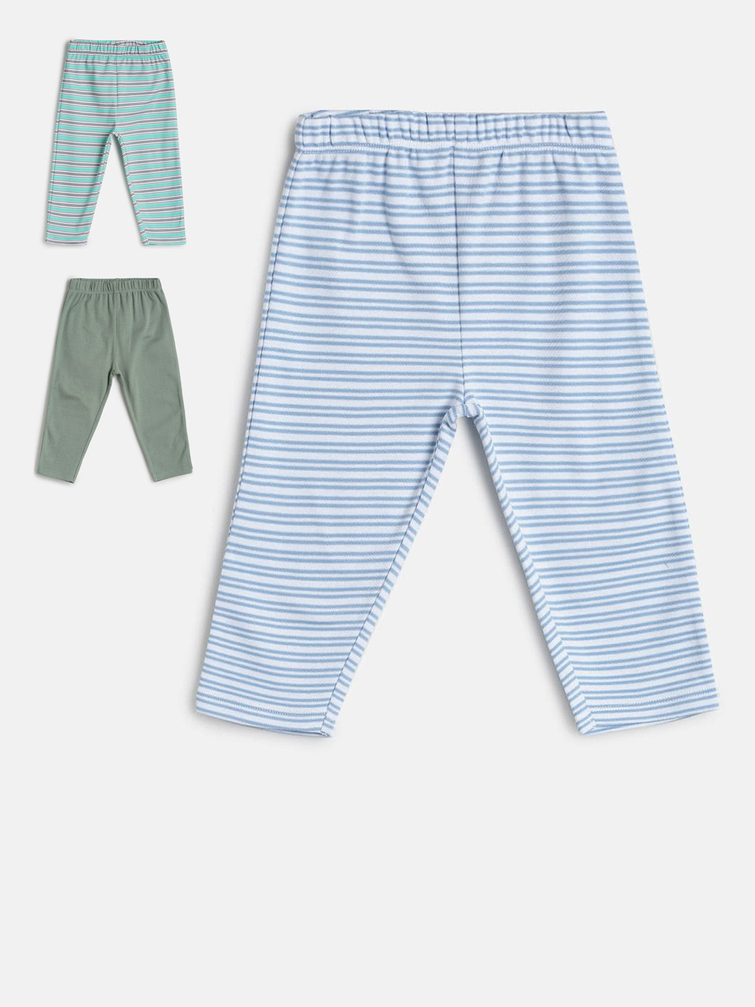 

MINI KLUB Boys Olive Green & Blue Set of 3 Trackpants