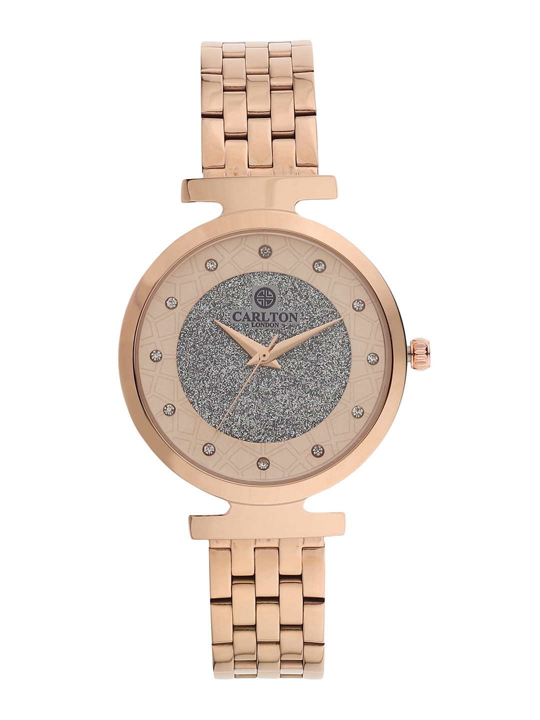 

Carlton London Women Silver Brass Embellished Dial & Bracelet Style Straps Analogue Watch, Gold