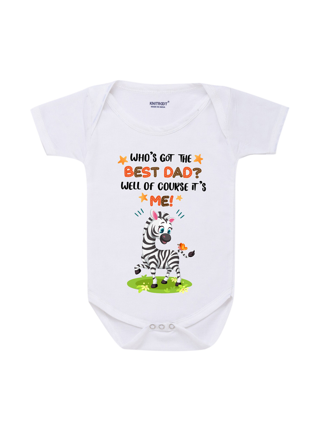 

KNITROOT Infants White Graphic Printed Bodysuit