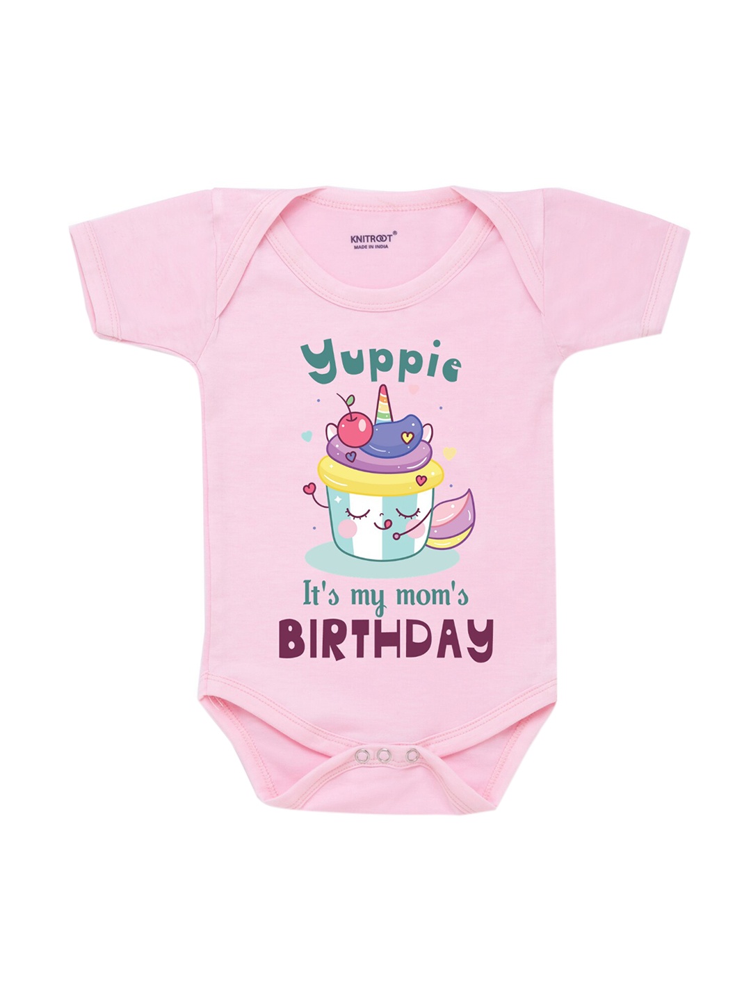 

KNITROOT Infants Pink Graphic Printed Bodysuit