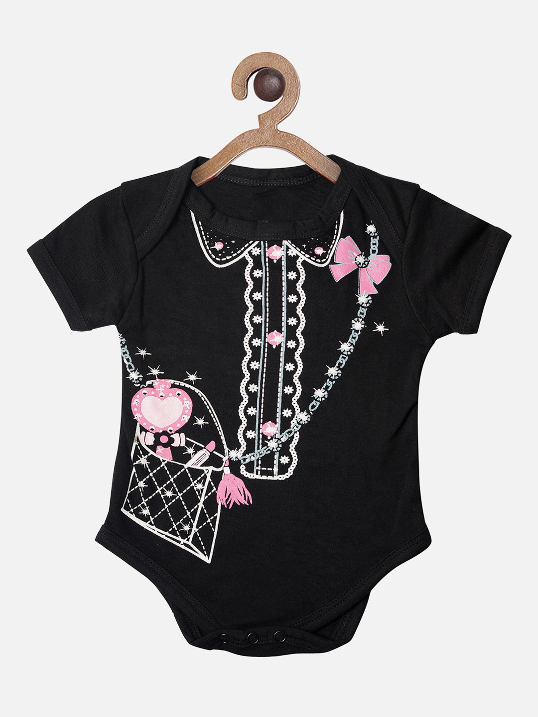 

TINY HUG Infants Black & White Printed Bodysuit