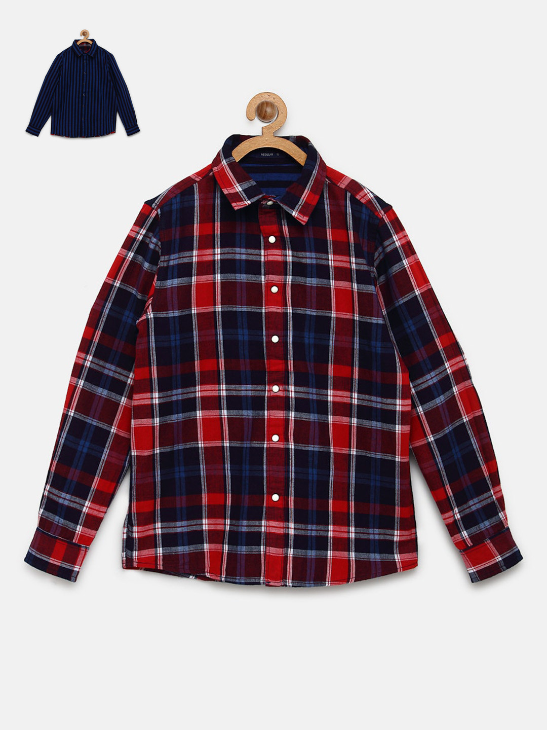 

Pepe Jeans Boys Red Checked Reversible Casual Shirt