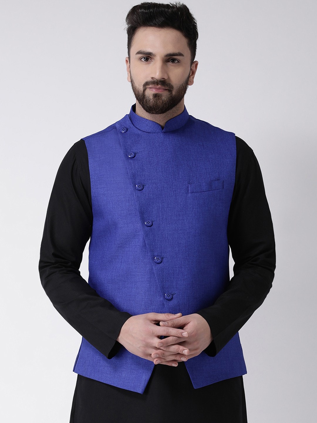 

TABARD Men Blue Solid Cotton Nehru Jacket