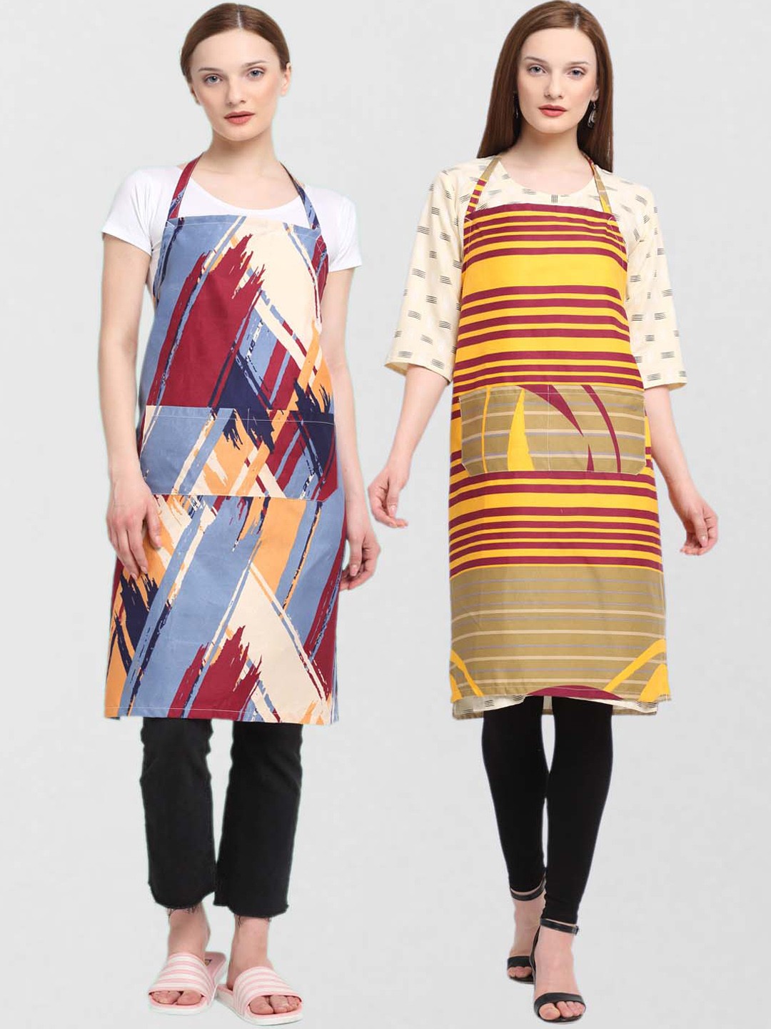 

KLOTTHE Unisex Pack Of 2 Cotton 210 TC Aprons, Maroon