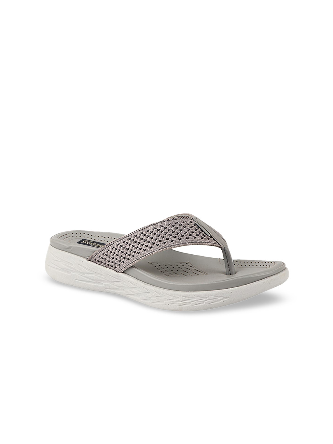 

Shoetopia Women Grey T-Strap Flats with Laser Cuts
