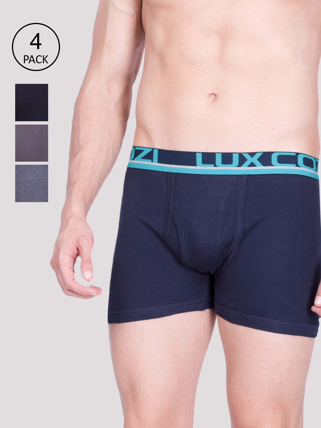 

Lux Cozi Men Pack Of 4 Assorted Pure Cotton Trunks-COZI_GLO_COL_DRAWER_4PC