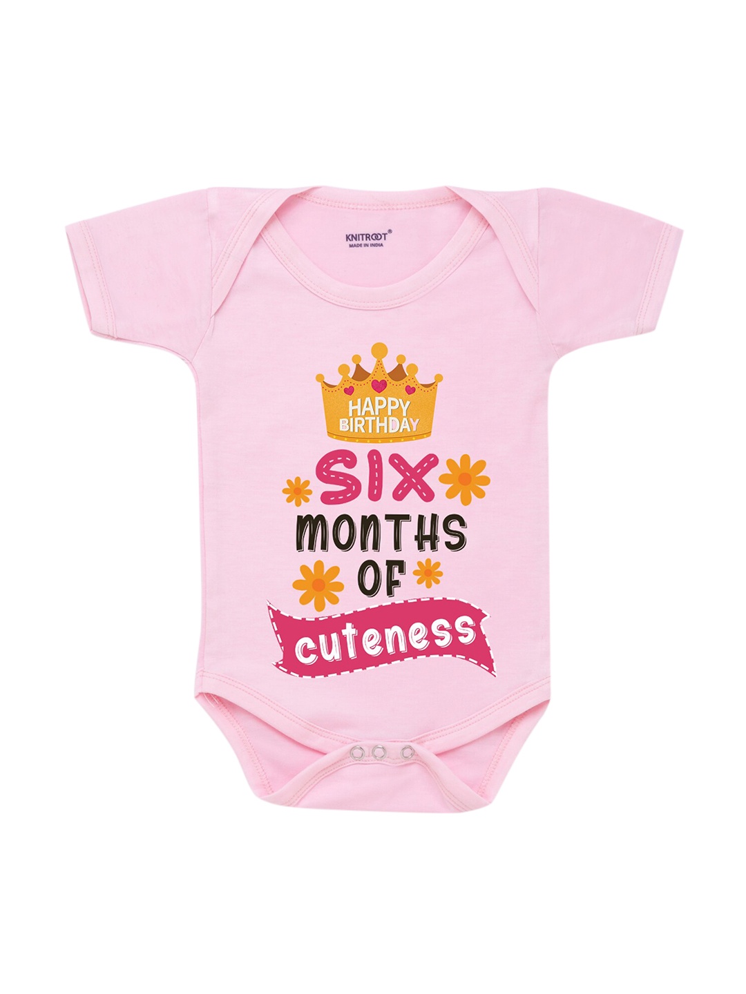 KNITROOT Infant Kids Pink & Yellow Printed Bodysuit