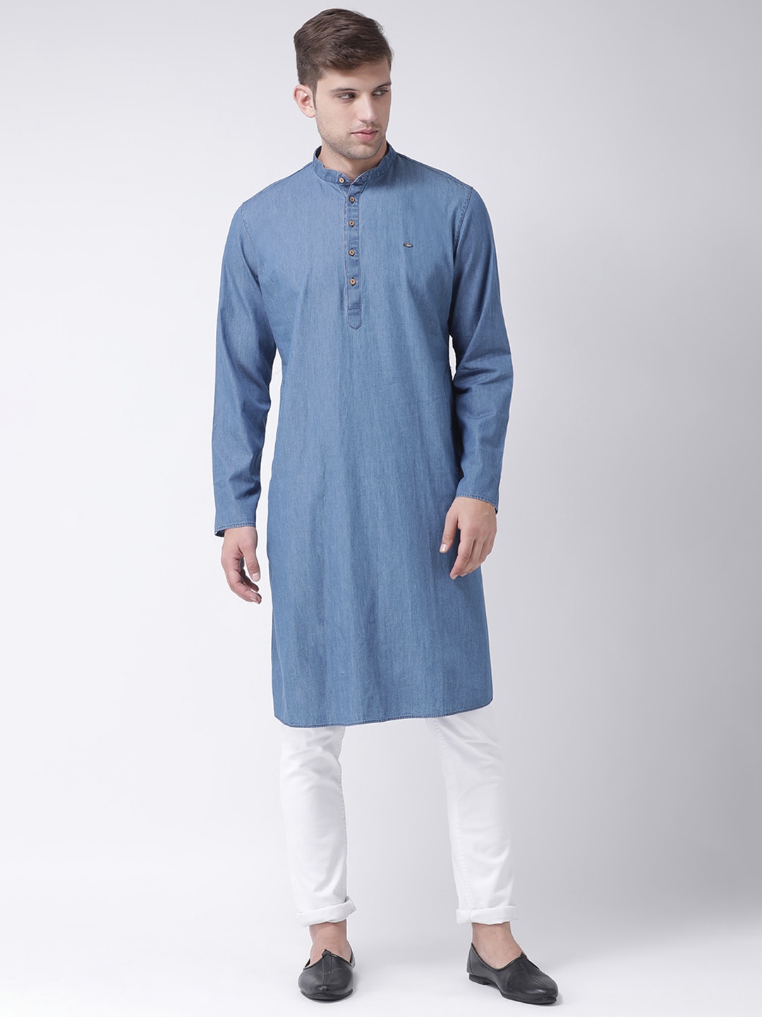 

TABARD Men Blue Solid Denim Kurta