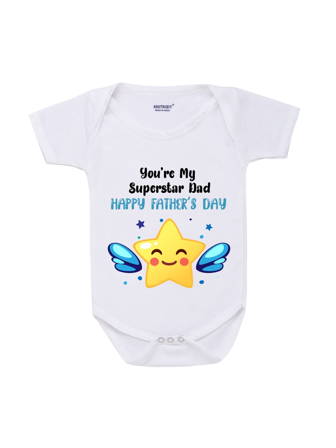 

KNITROOT Infant Kids White & Black Typography Printed Bodysuit