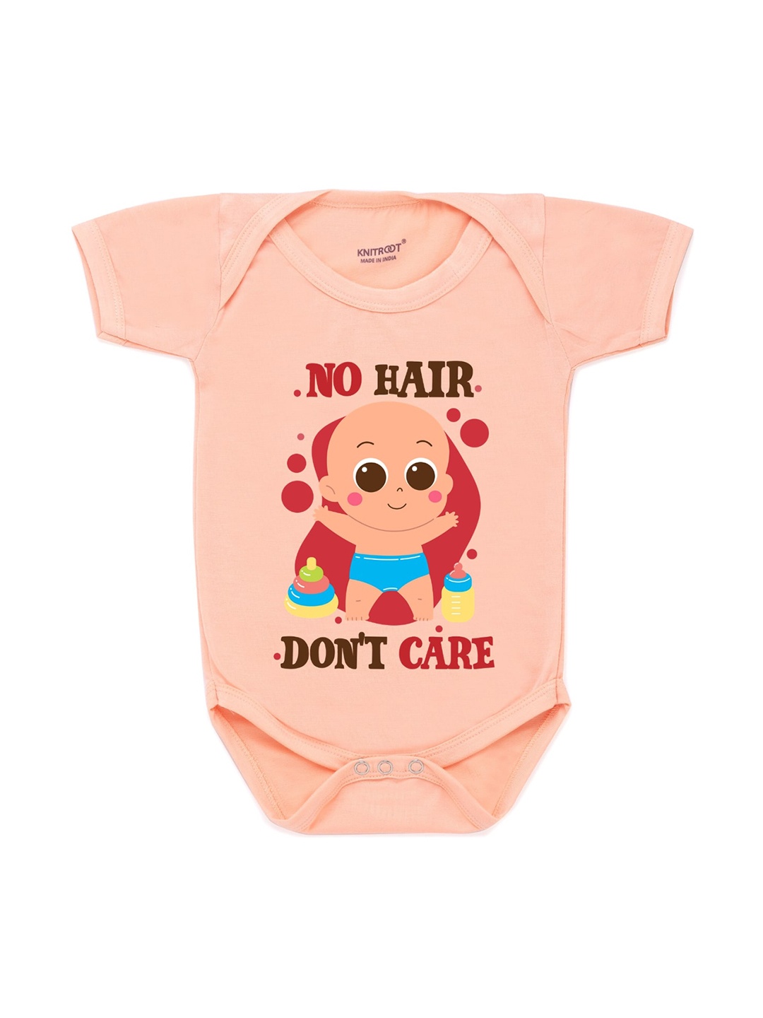 

KNITROOT Infant Kids Peach-Coloured & Maroon Graphic Printed Bodysuit