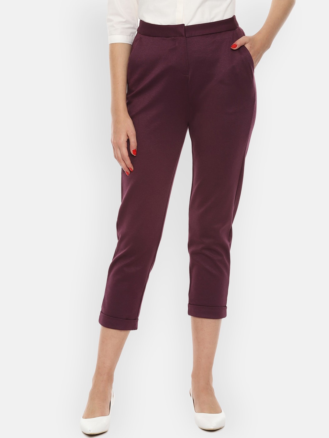 

Van Heusen Woman Women Maroon Regular Trousers