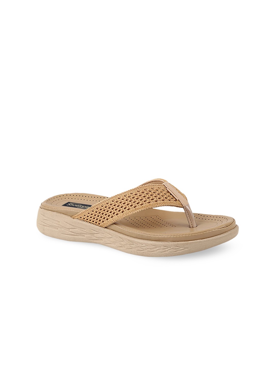 

Shoetopia Women Beige Embellished Open Toe Flats with Laser Cuts