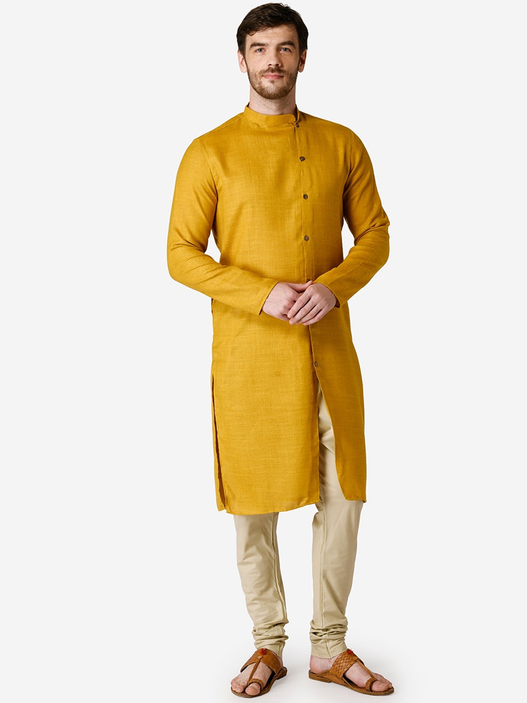 

TABARD Men Mustard Yellow Cotton Kurta