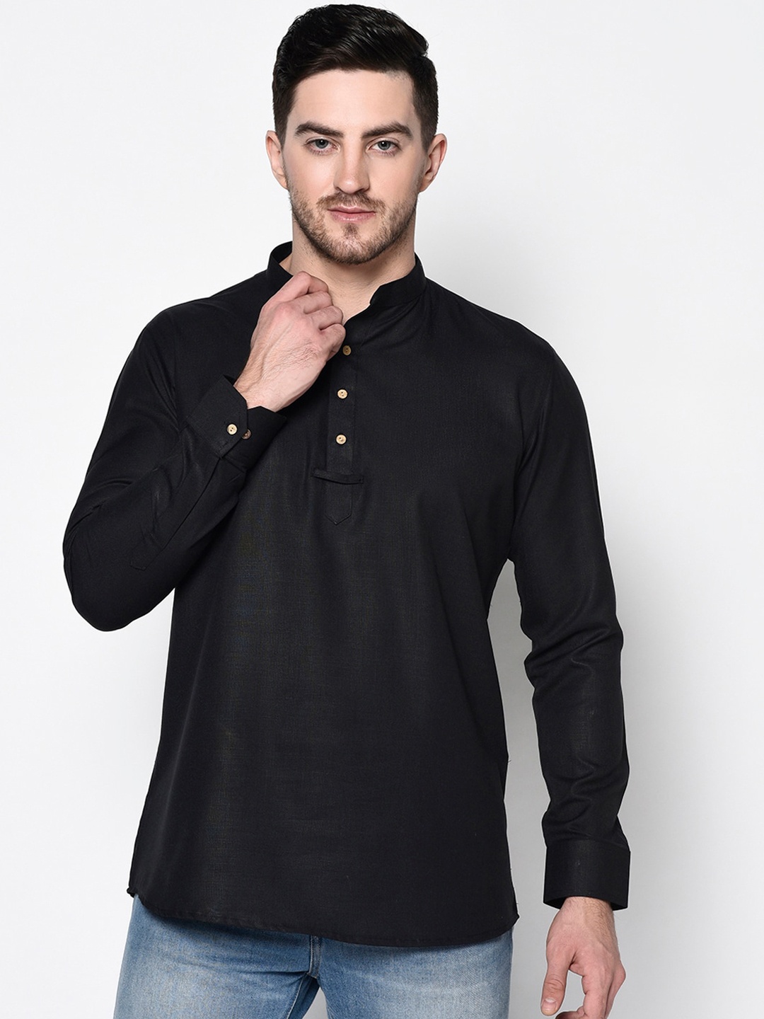 

TABARD Men Black Cotton Kurta