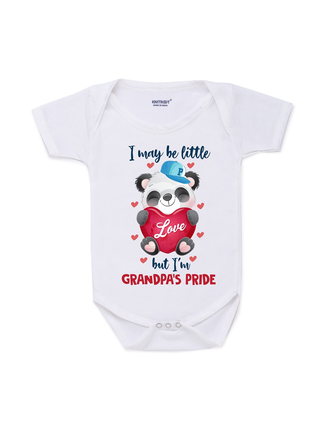 

KNITROOT Infant Baby Cotton White Color - Front Printed Bodysuit