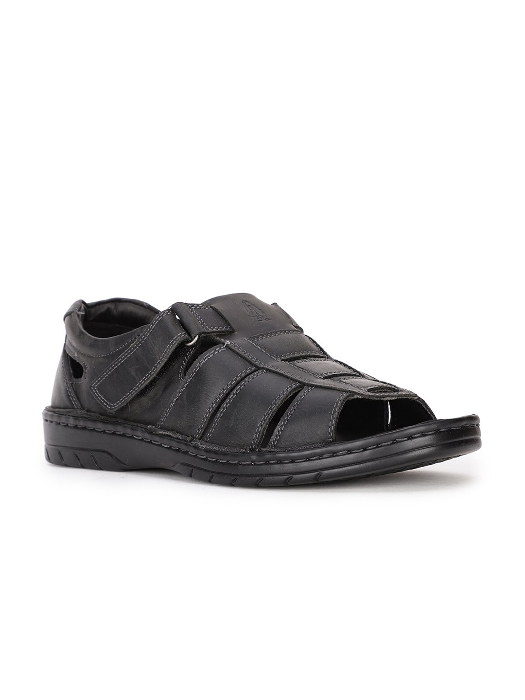 

Hush Puppies Men Black Leather Comfort Sandals