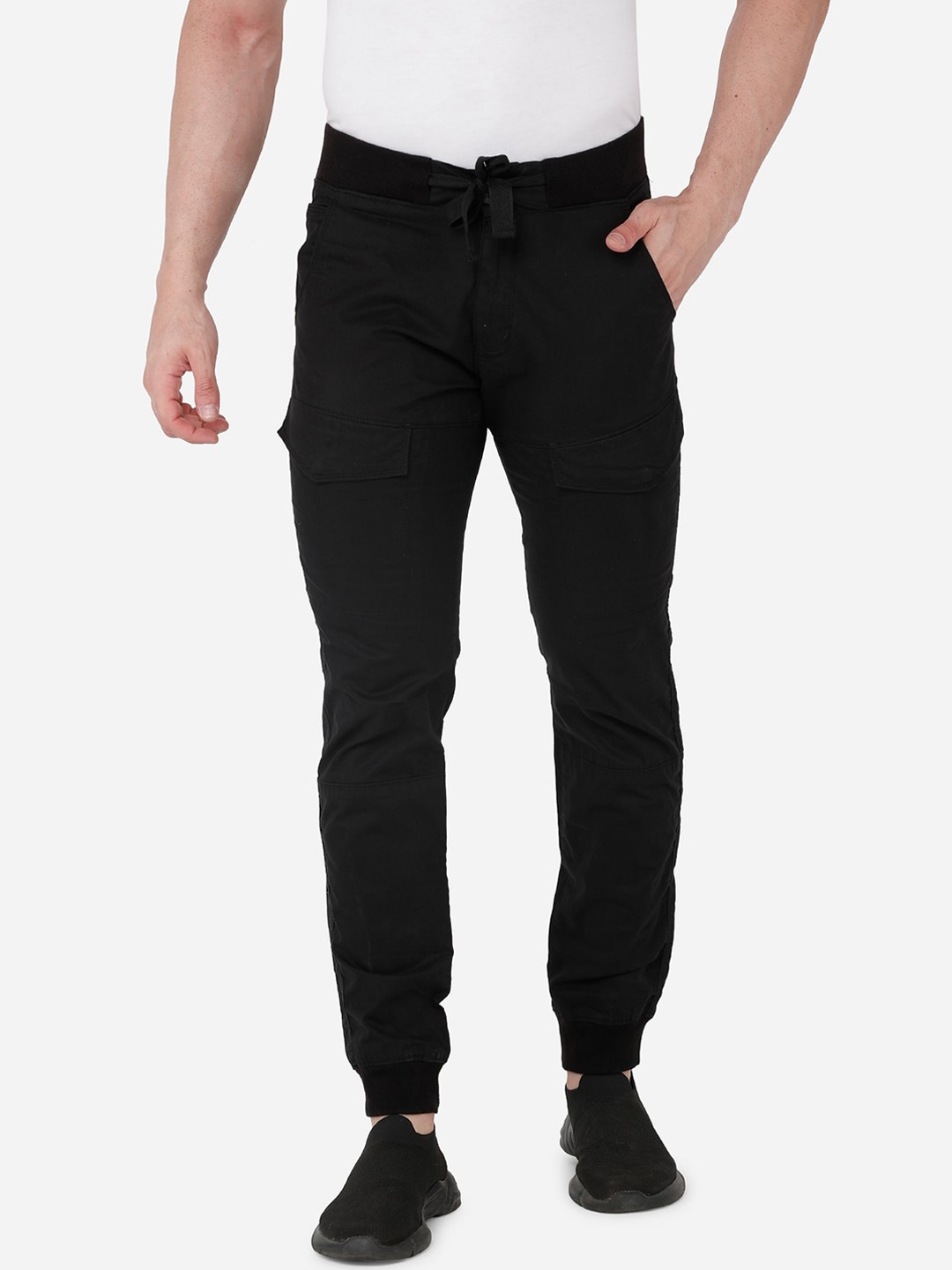 

beevee Men Black Cargo Style Joggers
