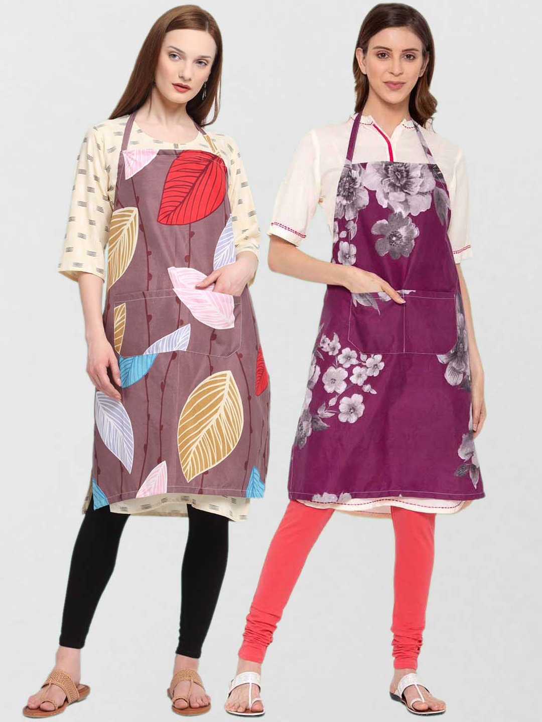 

KLOTTHE Unisex Pack Of 2 Printed 210 TC Cotton Aprons, Purple