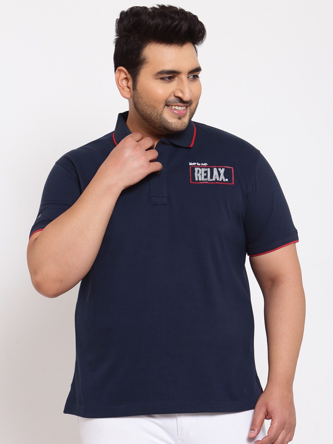 

plusS Menvy Blue Polo Collar T-shirt, Navy blue