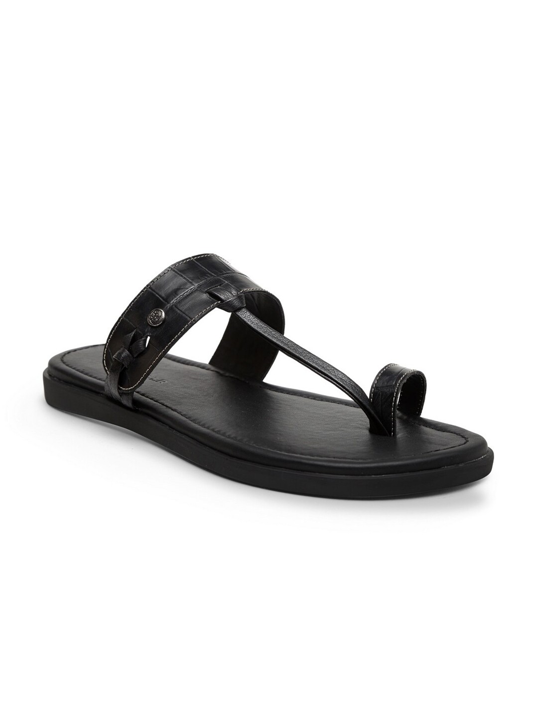 

BEAVER Men Black Leather Comfort Sandals
