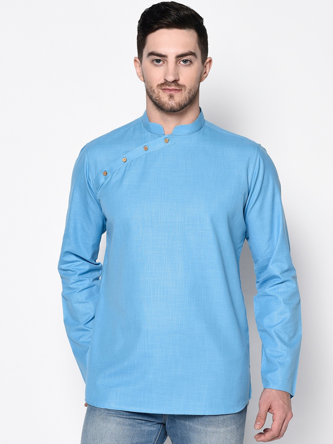 

TABARD Men Blue Solid Cotton Kurta