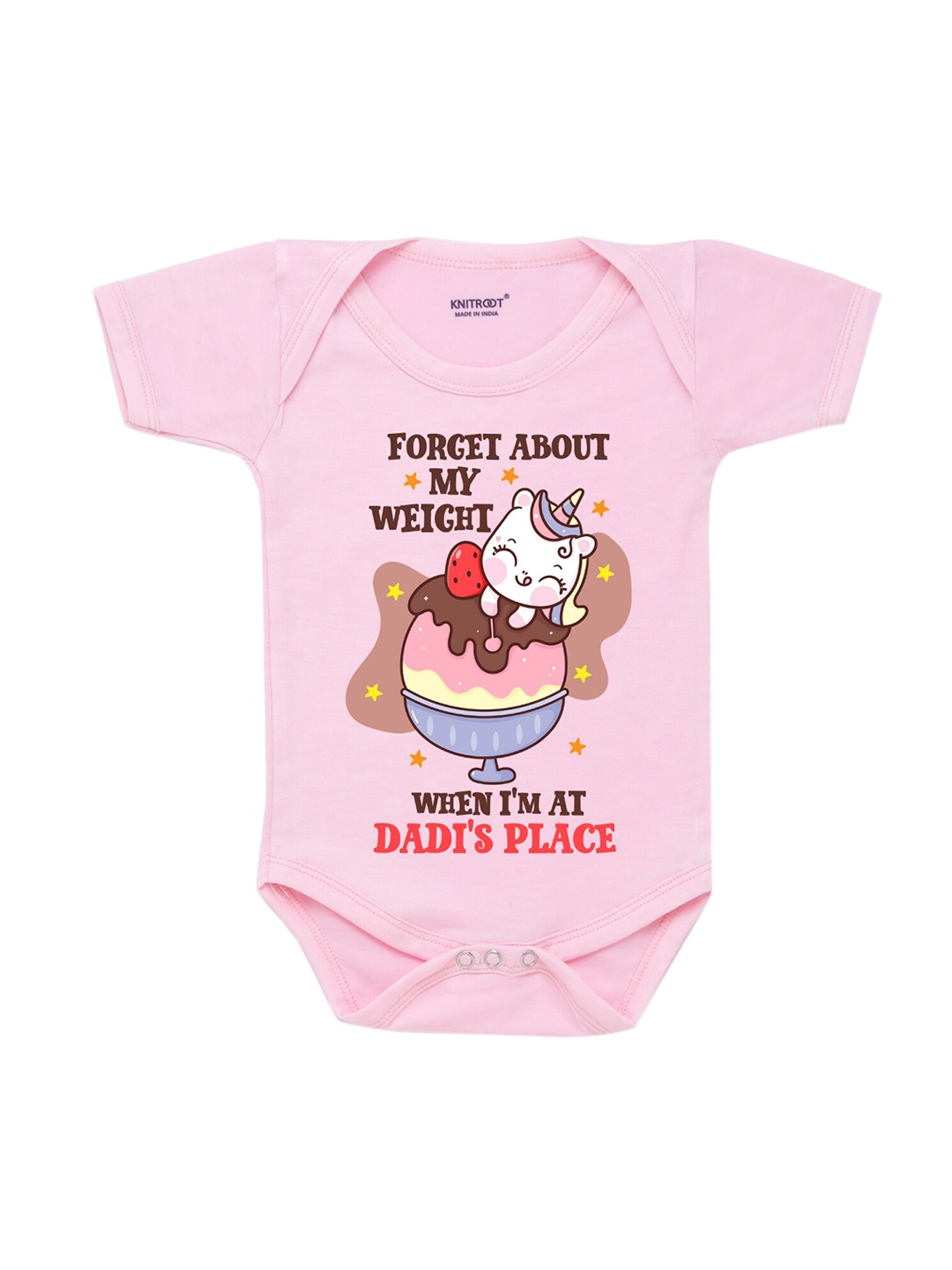 

KNITROOT Infants Pink Graphic Printed Bodysuit