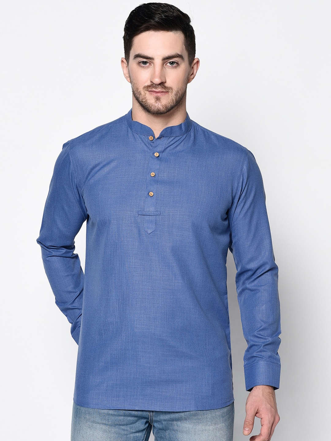 

TABARD Men Cotton Solid Kurta, Blue
