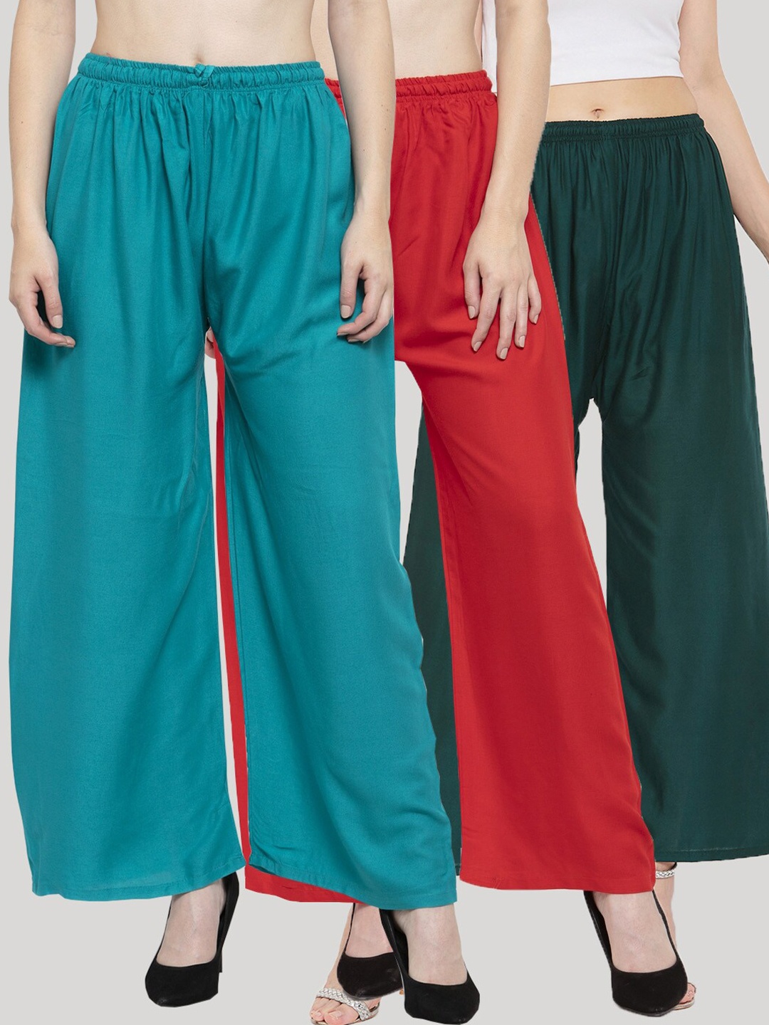 

Clora Creation Women Multi Pack of 3 Knitted Ethnic Palazzos