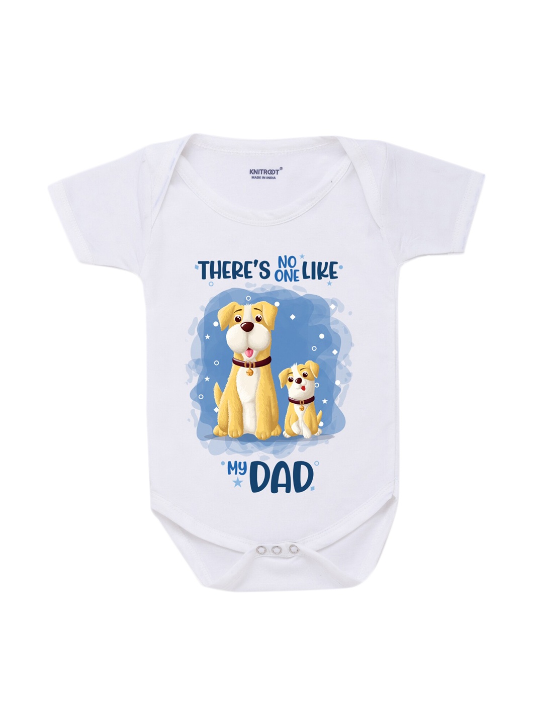 

KNITROOT Infant Kids White & Blue Printed Bodysuit