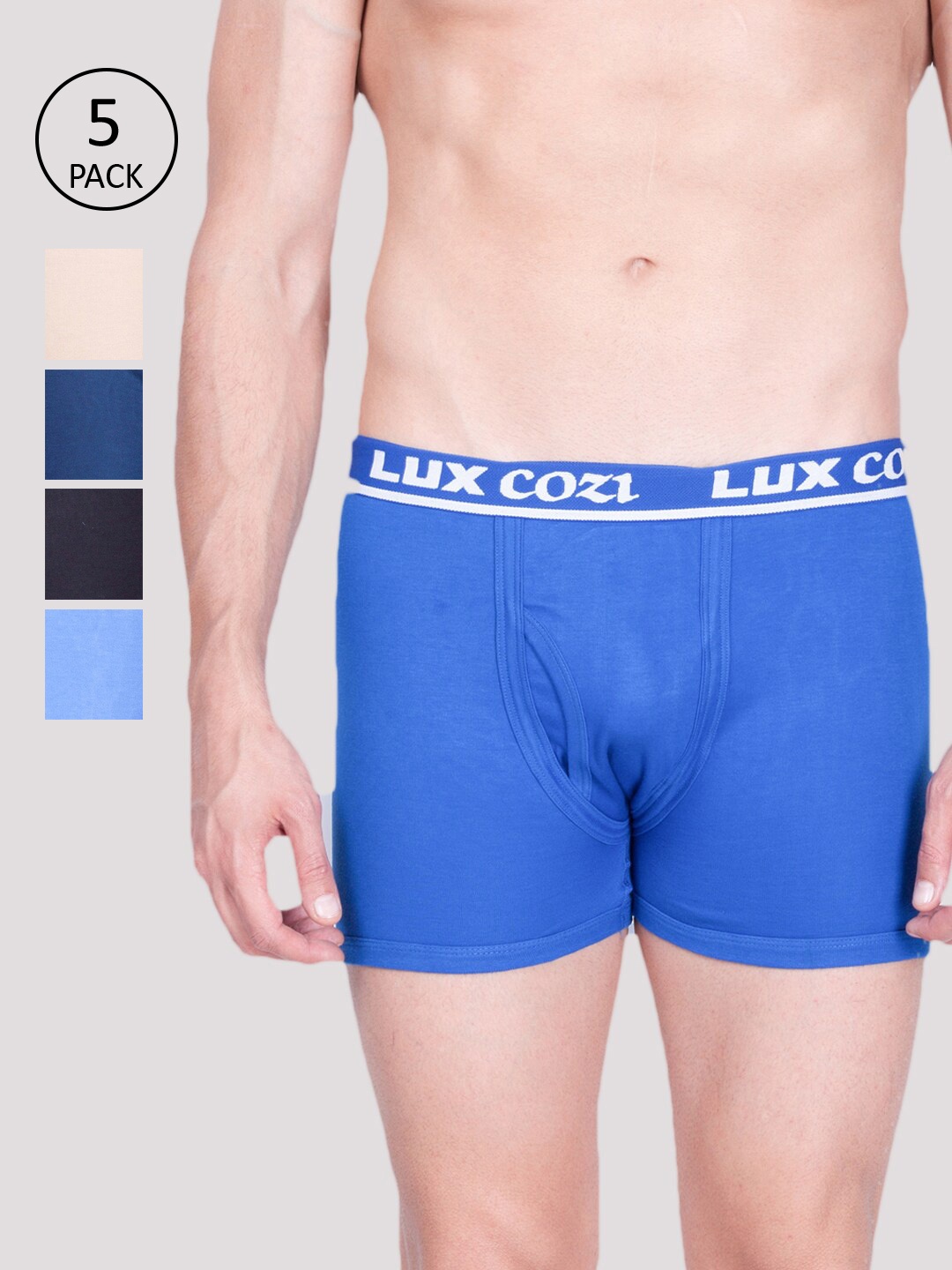 

Lux Cozi Men's Assorted Pure Cotton Trunks Pack Of 5-COZI_LONGS_ICDF_5PC