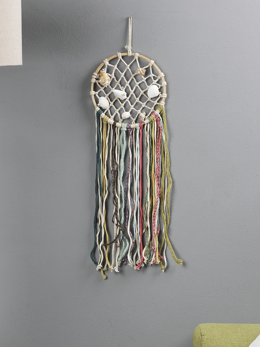 

The Decor Mart Off White Handcrafted Sea-Shell Macrame Dream Catcher
