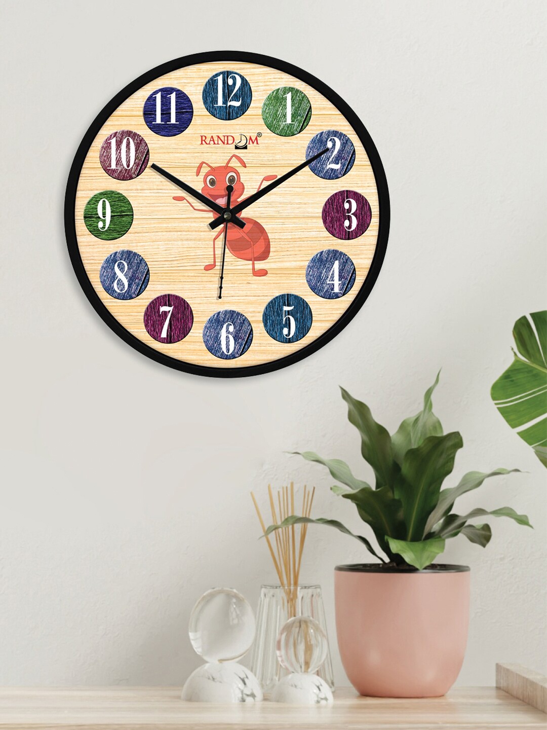

RANDOM Beige Printed Contemporary Wall Clock