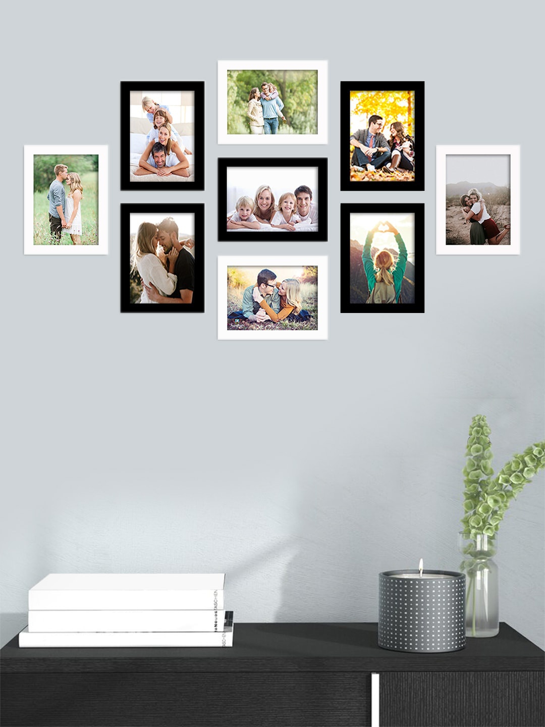 

Art Street Set Of 9 Solid Individual Wall Photo Frames, Black