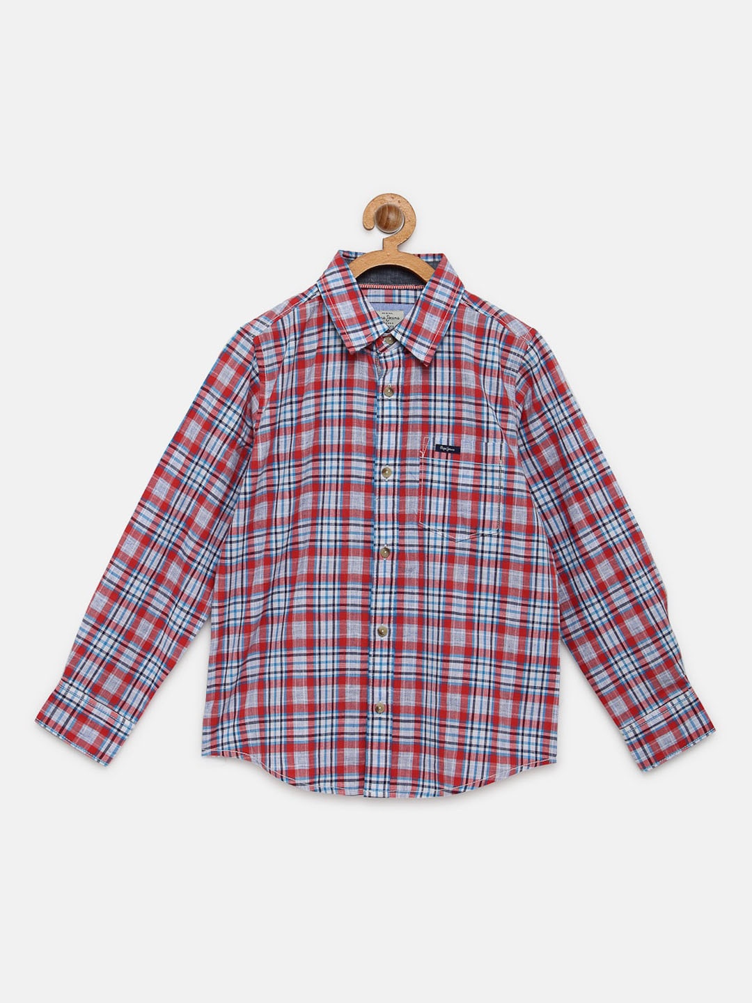

Pepe Jeans Boys Red Tartan Checks Checked Casual Shirt