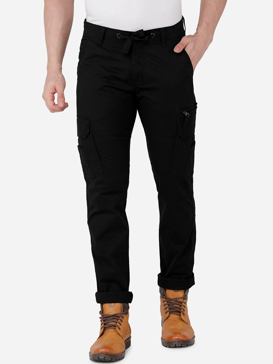 

beevee Men Black Cargos Trousers