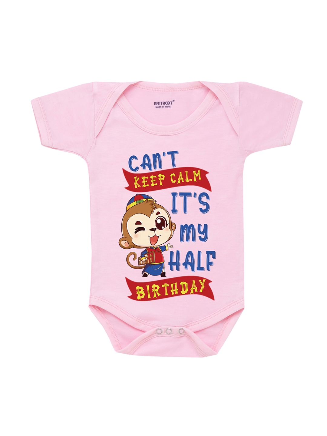 

KNITROOT Infant Baby Cotton Pink Printed Bodysuit