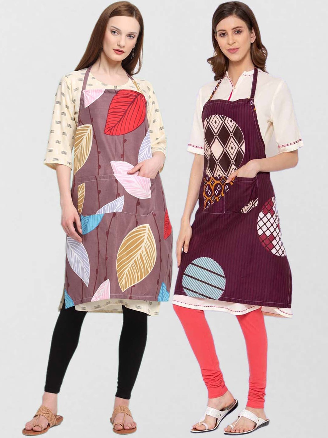 

KLOTTHE Unisex Pack Of 2 Printed 210TC Cotton Aprons, Purple